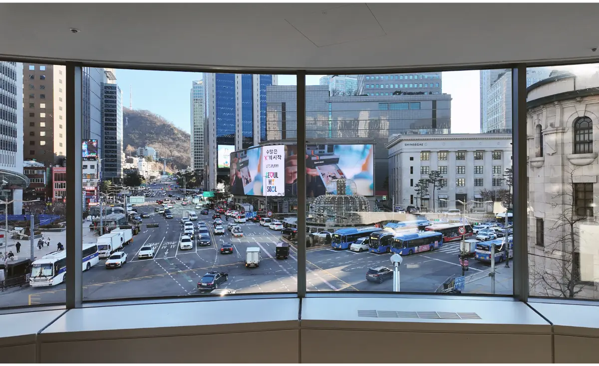 View over Myeongdong and Shinsegae from Lijin Clinic, an english speaking clinic in Seoul